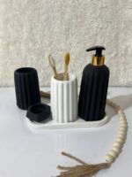 ست سرویس بهداشتی 5 تکه سفید مشکی - تصویر 6